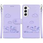 For Samsung Galaxy S22 5G Cute Cats RFID Leather Phone Case(Purple) - 1