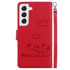 For Samsung Galaxy S22 5G Cute Cats RFID Leather Phone Case(Red) - 3