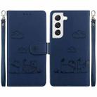 For Samsung Galaxy S22 5G Cute Cats RFID Leather Phone Case(Blue) - 1