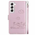 For Samsung Galaxy S22+ 5G Cute Cats RFID Leather Phone Case(Rose Gold) - 3