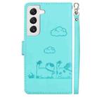 For Samsung Galaxy S22+ 5G Cute Cats RFID Leather Phone Case(Green) - 3