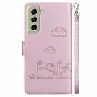 For Samsung Galaxy S21 5G Cute Cats RFID Leather Phone Case(Rose Gold) - 3