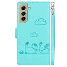 For Samsung Galaxy S21 5G Cute Cats RFID Leather Phone Case(Green) - 3