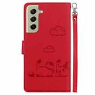 For Samsung Galaxy S21 5G Cute Cats RFID Leather Phone Case(Red) - 3