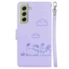 For Samsung Galaxy S21 FE 5G Cute Cats RFID Leather Phone Case(Purple) - 3