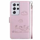 For Samsung Galaxy S21 Ultra 5G Cute Cats RFID Leather Phone Case(Rose Gold) - 3