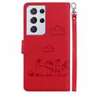 For Samsung Galaxy S21 Ultra 5G Cute Cats RFID Leather Phone Case(Red) - 3