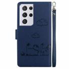 For Samsung Galaxy S21 Ultra 5G Cute Cats RFID Leather Phone Case(Blue) - 3