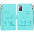 For Samsung Galaxy S20 FE Cute Cats RFID Leather Phone Case(Green) - 1