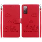 For Samsung Galaxy S20 FE Cute Cats RFID Leather Phone Case(Red) - 1