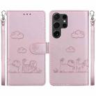 For Samsung Galaxy S25 Ultra 5G Cute Cats RFID Leather Phone Case(Rose Gold) - 1