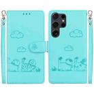 For Samsung Galaxy S25 Ultra 5G Cute Cats RFID Leather Phone Case(Green) - 1