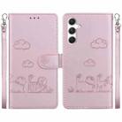 For Samsung Galaxy S25+ 5G Cute Cats RFID Leather Phone Case(Rose Gold) - 1