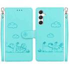 For Samsung Galaxy S25+ 5G Cute Cats RFID Leather Phone Case(Green) - 1