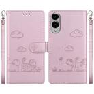 For Samsung Galaxy S25 Edge 5G Cute Cats RFID Leather Phone Case(Rose Gold) - 1