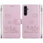 For Samsung Galaxy S25 FE 5G Cute Cats RFID Leather Phone Case(Rose Gold) - 1