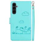 For Samsung Galaxy S25 FE 5G Cute Cats RFID Leather Phone Case(Green) - 3