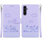 For Samsung Galaxy S25 FE 5G Cute Cats RFID Leather Phone Case(Purple) - 1