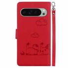 For Google Pixel 9 / 9 Pro Cute Cats RFID Leather Phone Case(Red) - 3