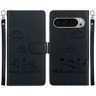 For Google Pixel 9 / 9 Pro Cute Cats RFID Leather Phone Case(Black) - 1