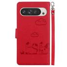 For Google Pixel 9 Pro XL Cute Cats RFID Leather Phone Case(Red) - 3