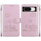 For Google Pixel 8 Pro Cute Cats RFID Leather Phone Case(Rose Gold) - 1