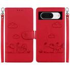 For Google Pixel 8 Pro Cute Cats RFID Leather Phone Case(Red) - 1