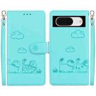 For Google Pixel 8 Cute Cats RFID Leather Phone Case(Green) - 1