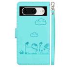 For Google Pixel 8 Cute Cats RFID Leather Phone Case(Green) - 3