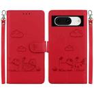 For Google Pixel 8 Cute Cats RFID Leather Phone Case(Red) - 1