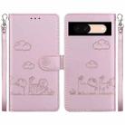 For Google Pixel 8a Cute Cats RFID Leather Phone Case(Rose Gold) - 1