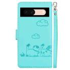 For Google Pixel 8a Cute Cats RFID Leather Phone Case(Green) - 3