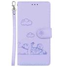 For Google Pixel 8a Cute Cats RFID Leather Phone Case(Purple) - 2