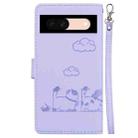 For Google Pixel 8a Cute Cats RFID Leather Phone Case(Purple) - 3