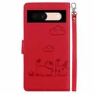 For Google Pixel 8a Cute Cats RFID Leather Phone Case(Red) - 3