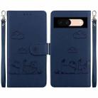 For Google Pixel 8a Cute Cats RFID Leather Phone Case(Blue) - 1