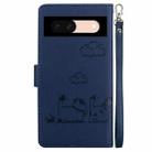 For Google Pixel 8a Cute Cats RFID Leather Phone Case(Blue) - 3