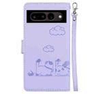 For Google Pixel 7 Cute Cats RFID Leather Phone Case(Purple) - 3