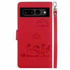 For Google Pixel 7 Cute Cats RFID Leather Phone Case(Red) - 3