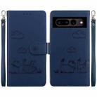 For Google Pixel 7 Cute Cats RFID Leather Phone Case(Blue) - 1