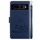 For Google Pixel 7 Cute Cats RFID Leather Phone Case(Blue) - 3