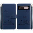 For Google Pixel 7 Pro Cute Cats RFID Leather Phone Case(Blue) - 1