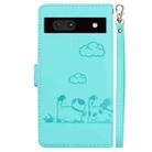 For Google Pixel 7a Cute Cats RFID Leather Phone Case(Green) - 3