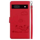 For Google Pixel 7a Cute Cats RFID Leather Phone Case(Red) - 3