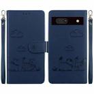 For Google Pixel 7a Cute Cats RFID Leather Phone Case(Blue) - 1