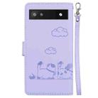 For Google Pixel 6a Cute Cats RFID Leather Phone Case(Purple) - 3