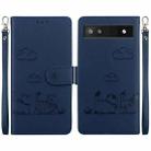 For Google Pixel 6a Cute Cats RFID Leather Phone Case(Blue) - 1