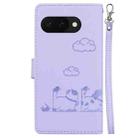 For Google Pixel 9a Cute Cats RFID Leather Phone Case(Purple) - 3