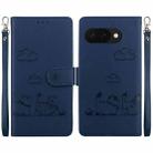 For Google Pixel 9a Cute Cats RFID Leather Phone Case(Blue) - 1