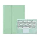 For Samsung Galaxy Tab S10 Ultra A910B-A Touch Pad Detachable Bluetooth Keyboard Leather Tablet Case(Mint Green) - 1